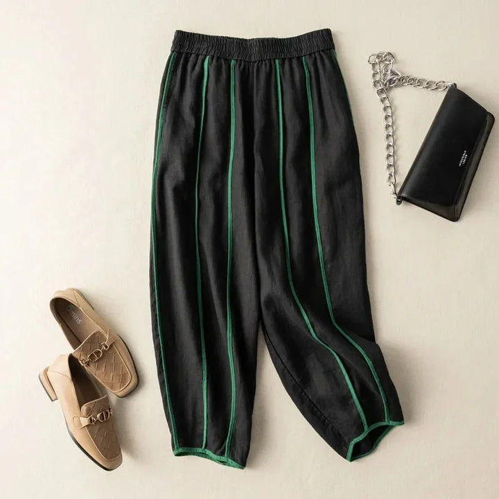 Muguette | Striped Linen Blend Wide Leg Pants