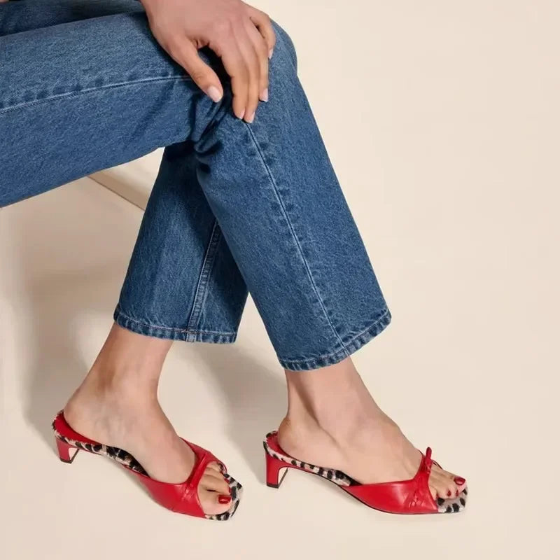 Almanda | Gingham Lined Square Toe Mules