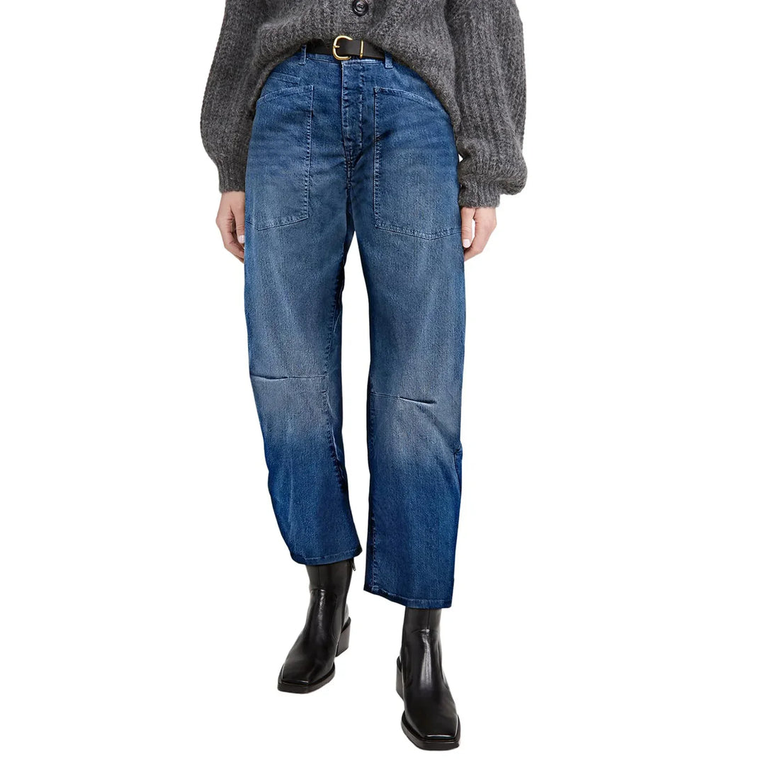 Sylviane | Structured Denim Barrel Leg Jeans