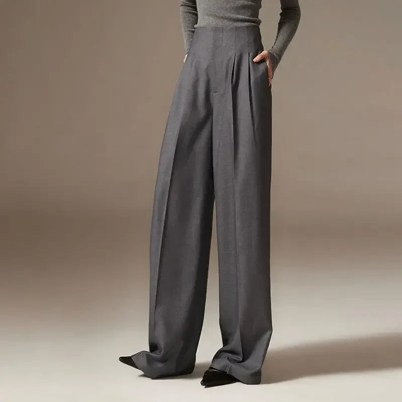 Octavie | Draped Cotton Wide Leg Trousers