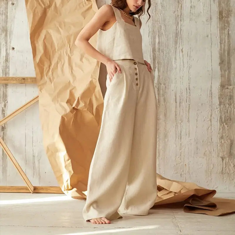 Petronille | Hidden Elastic Cotton Trousers