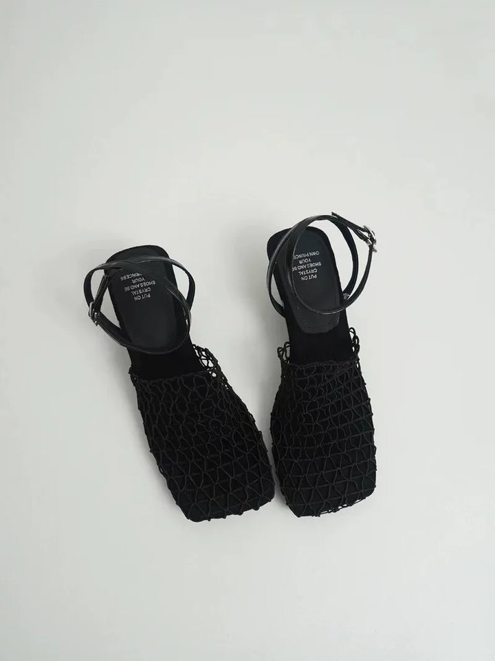 Alida | Braided Linen Square Toe Heels