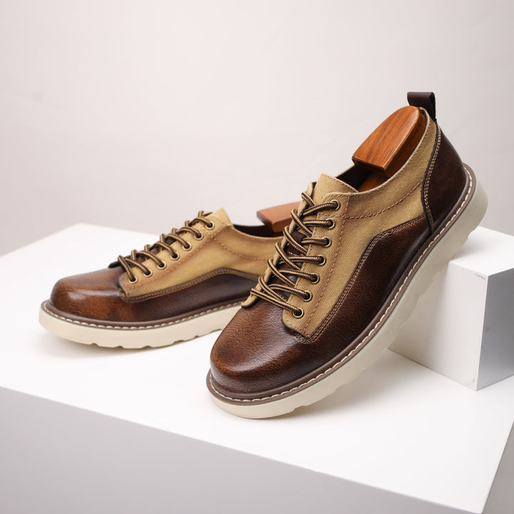 Célestin | Leather Canvas Lace-Up Sneakers