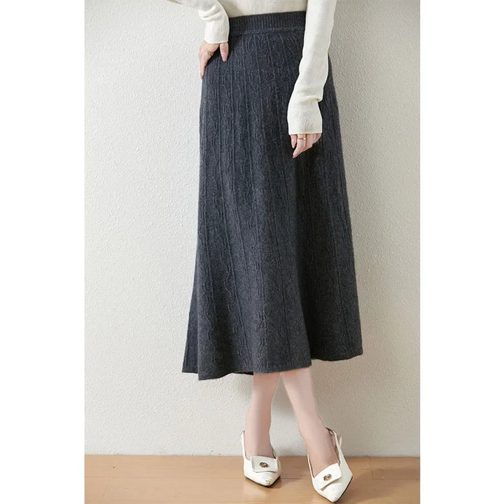Olympia | Merino Wool Knit A-Line Skirt