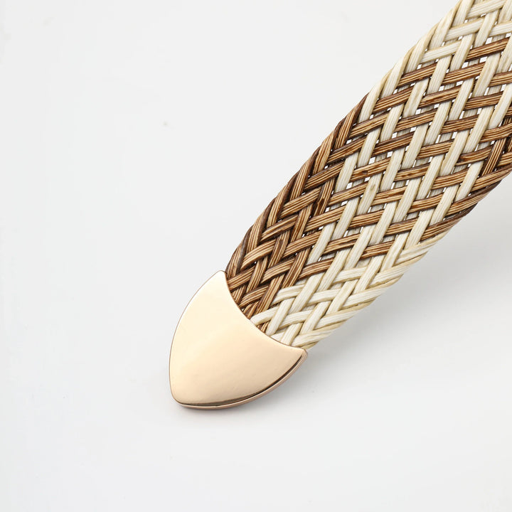 Woven Stretch Belt, Hooked Gold Buckle