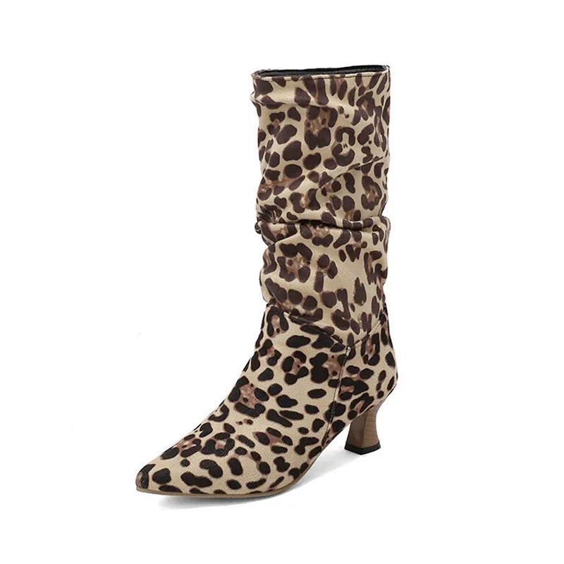 Agathe | Mid-Calf Slip-On Heel Boots
