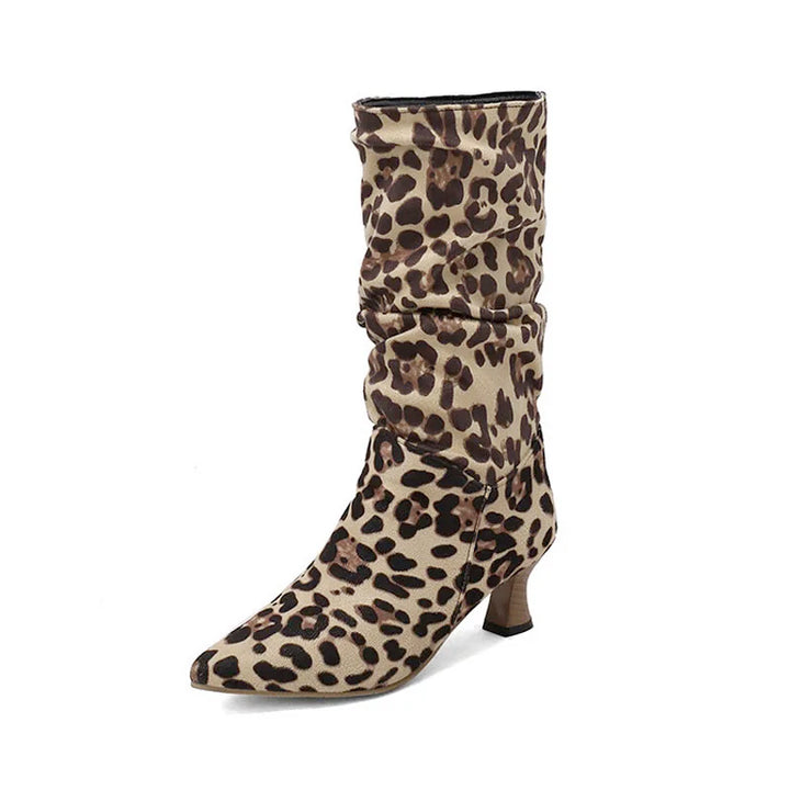 Agathe | Mid-Calf Slip-On Heel Boots