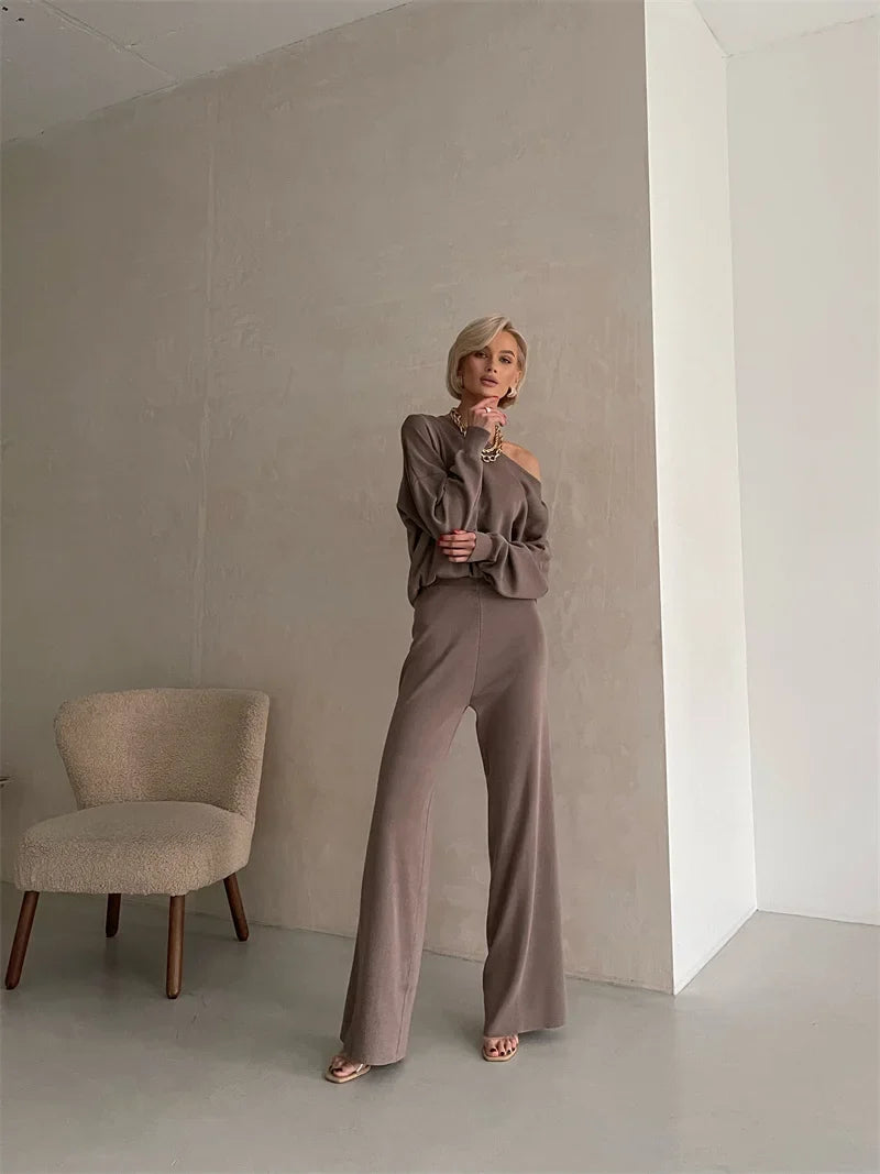 Irenee | Off Shoulder Knit Two Piece Set