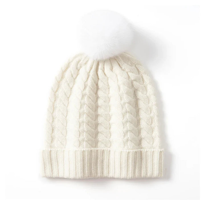 Fine Knit Cashmere Pom Beanie