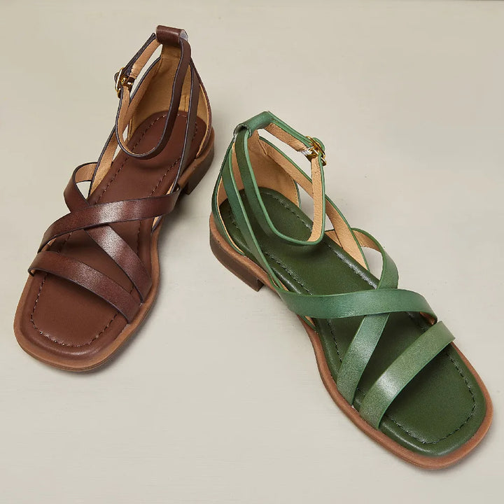 Nora | Woven Leather Ankle Buckle Sandals