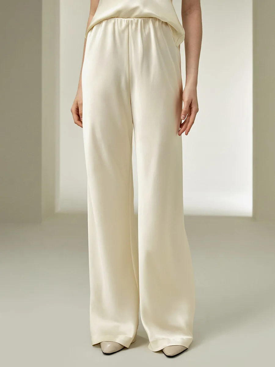 Seraphine | Satin Weave Wide Leg Trousers