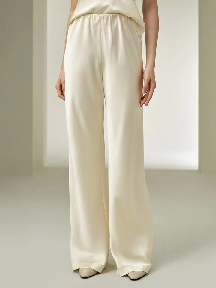 Seraphine | Satin Weave Wide Leg Trousers