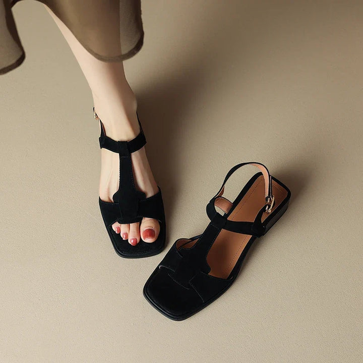 Joyce | Suede T-Strap Block Heels