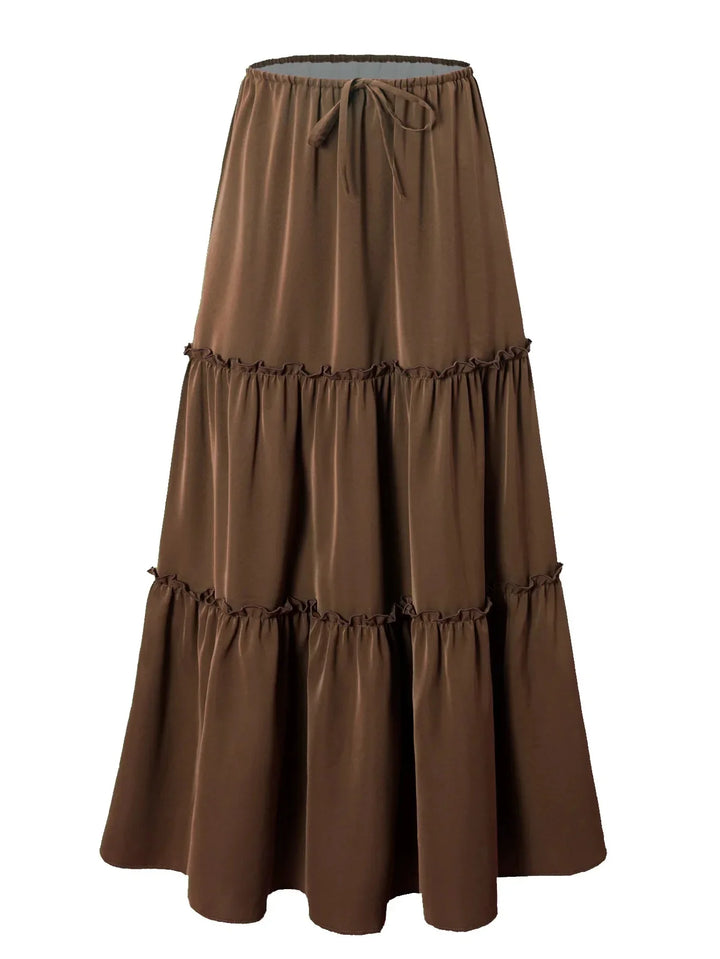 Vivian | 100% Cotton Drawstring Maxi Skirt