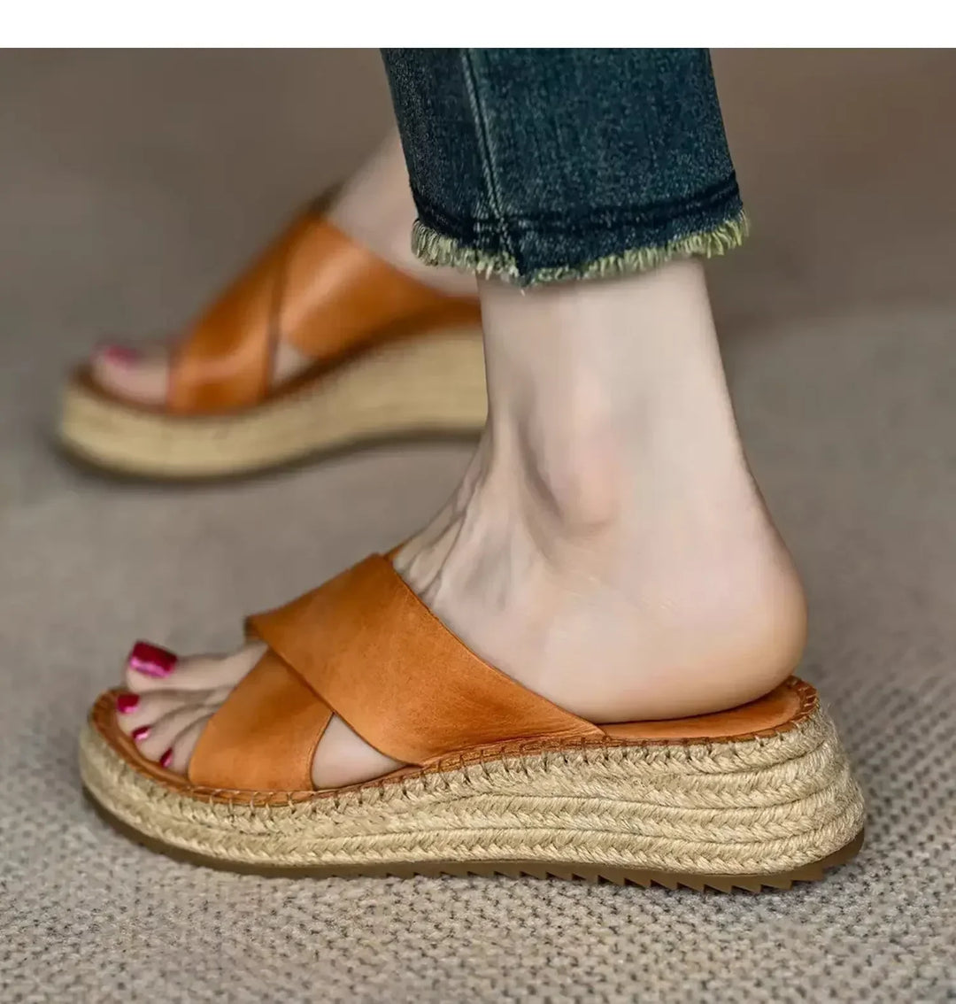 Antonine | Woven Leather Platform Slides