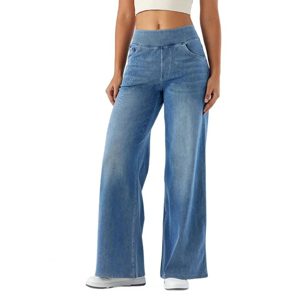 Michelle | Pull On Elastic Waist Wide Jeans