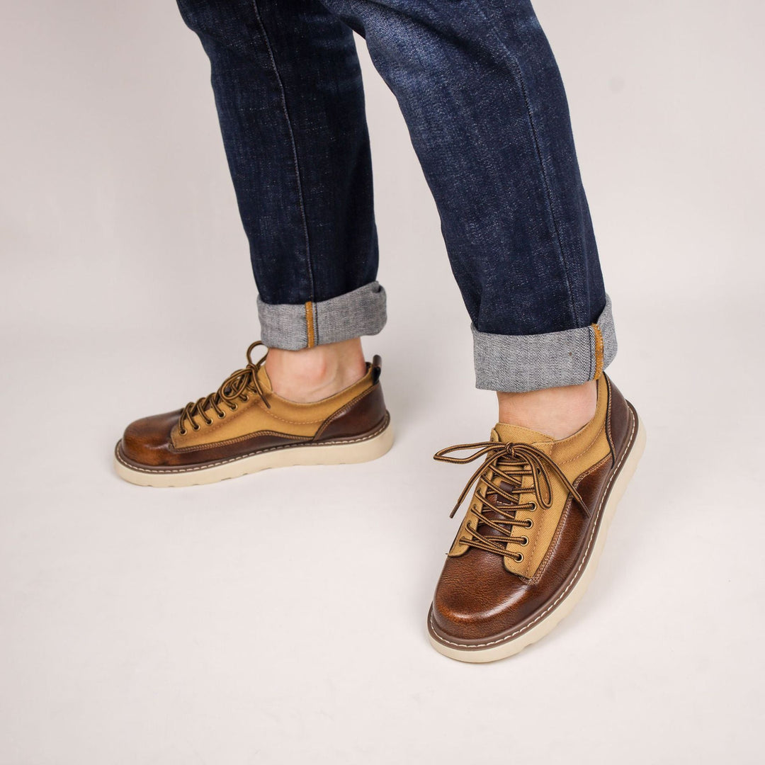 Célestin | Leather Canvas Lace-Up Sneakers