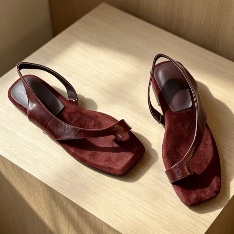 Lois | Toe Post Leather Flat Sandals