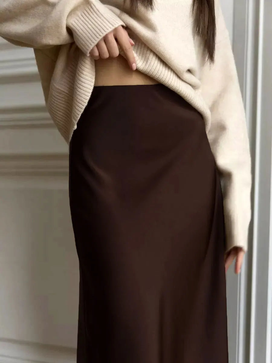 Deborah | Fishtail Hem Satin Maxi Skirt