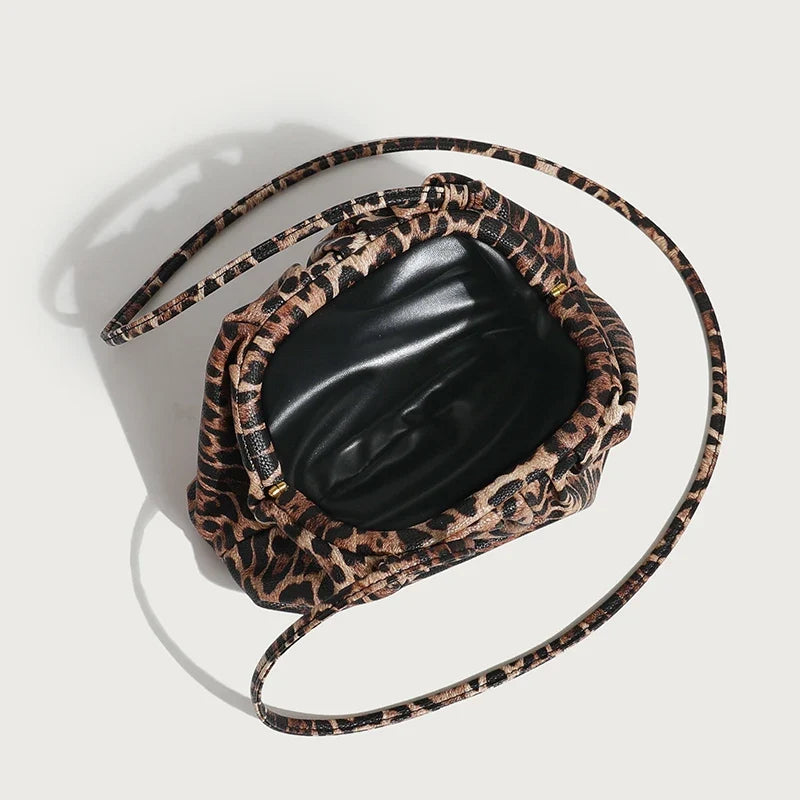 Leopard Print Hasp Clutch, Linen Lined