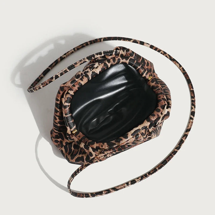Leopard Print Hasp Clutch, Linen Lined