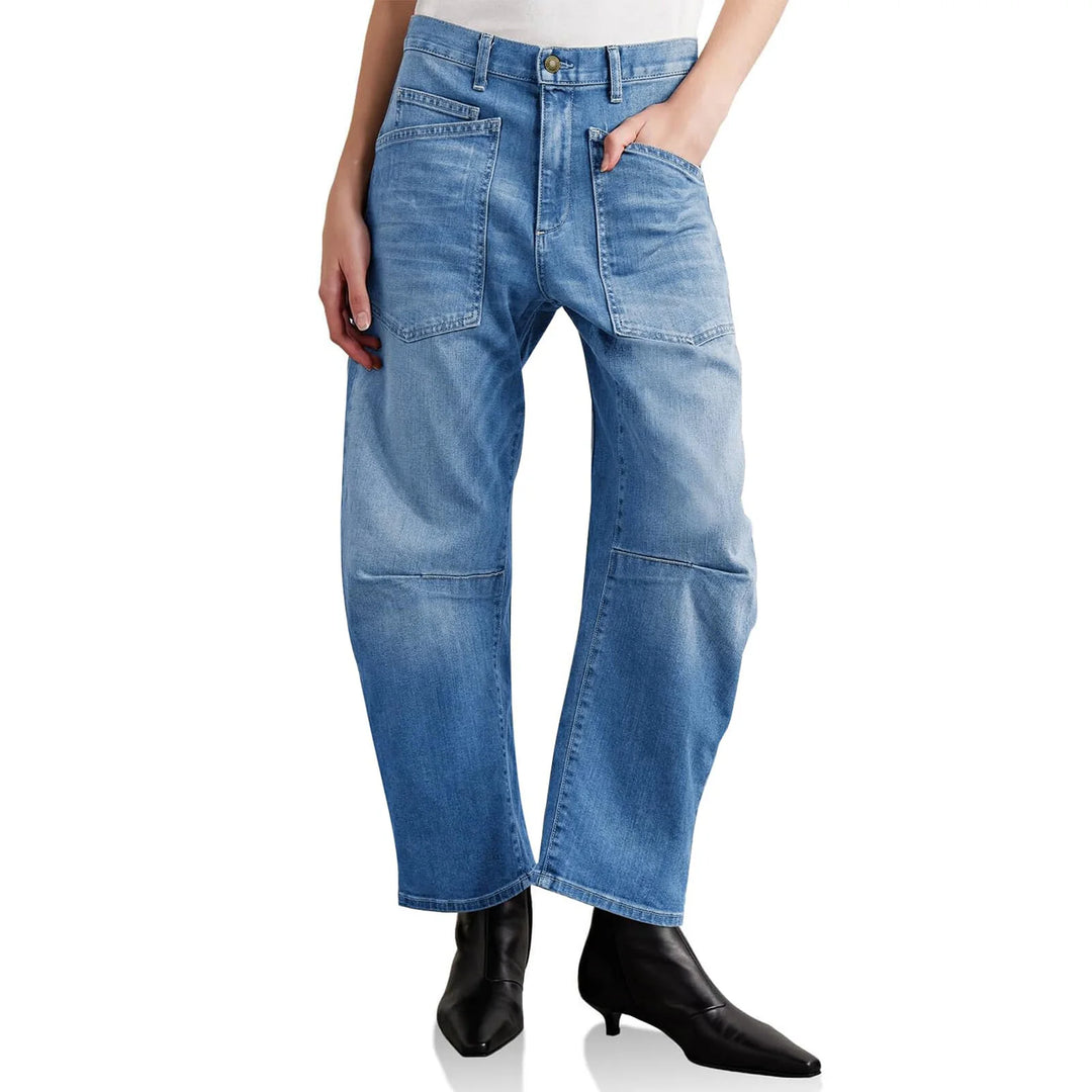 Sylviane | Structured Denim Barrel Leg Jeans