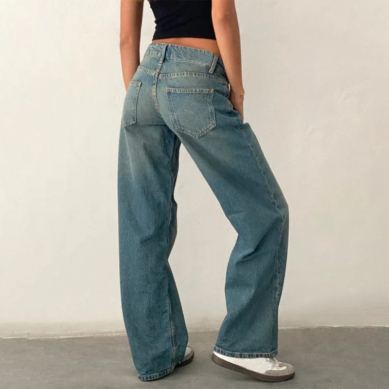 Justina | Mid Rise Wide Leg Jeans