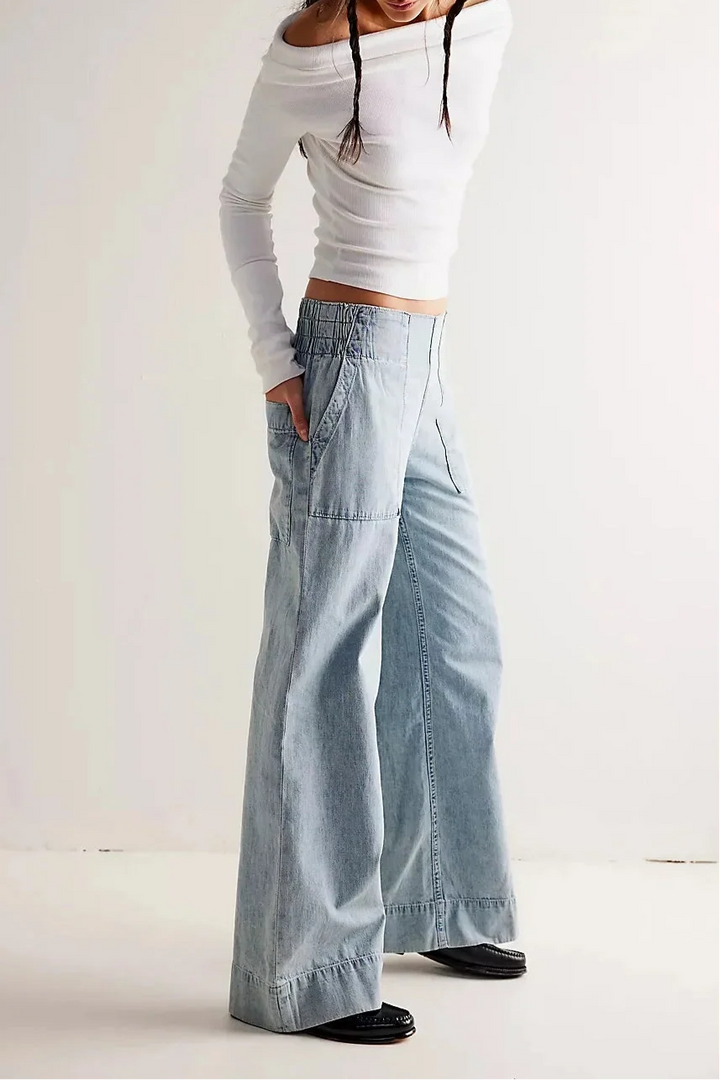 Melina | Loose Fit High Rise Wide Jeans