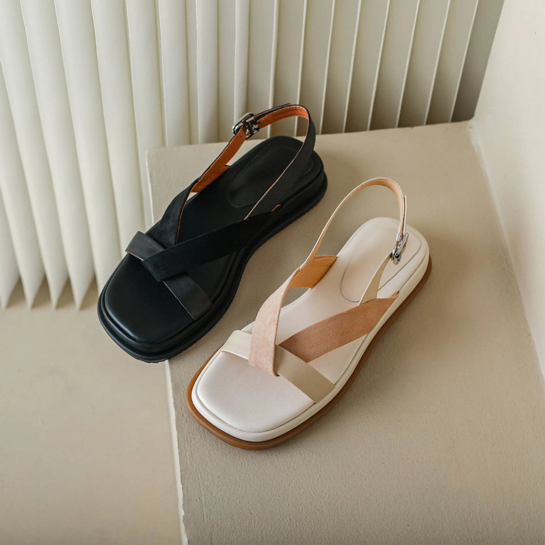 Maximilienne | Leather Low Platform Sandals