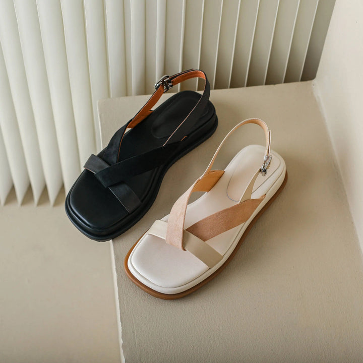 Maximilienne | Leather Low Platform Sandals