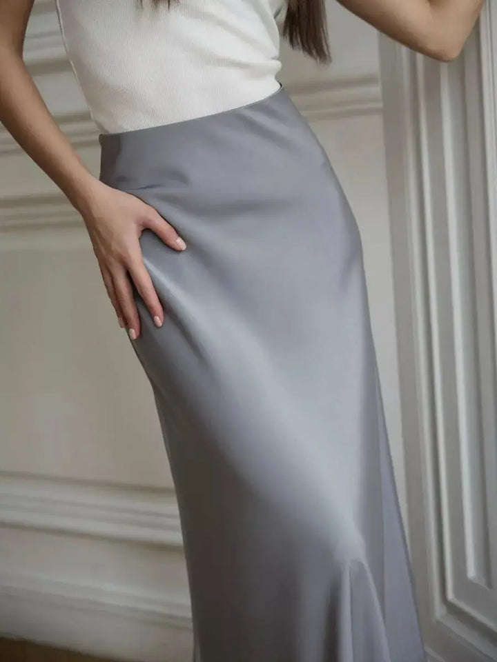 Deborah | Fishtail Hem Satin Maxi Skirt