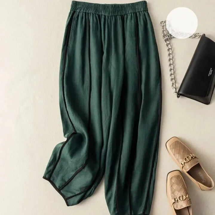 Muguette | Striped Linen Blend Wide Leg Pants
