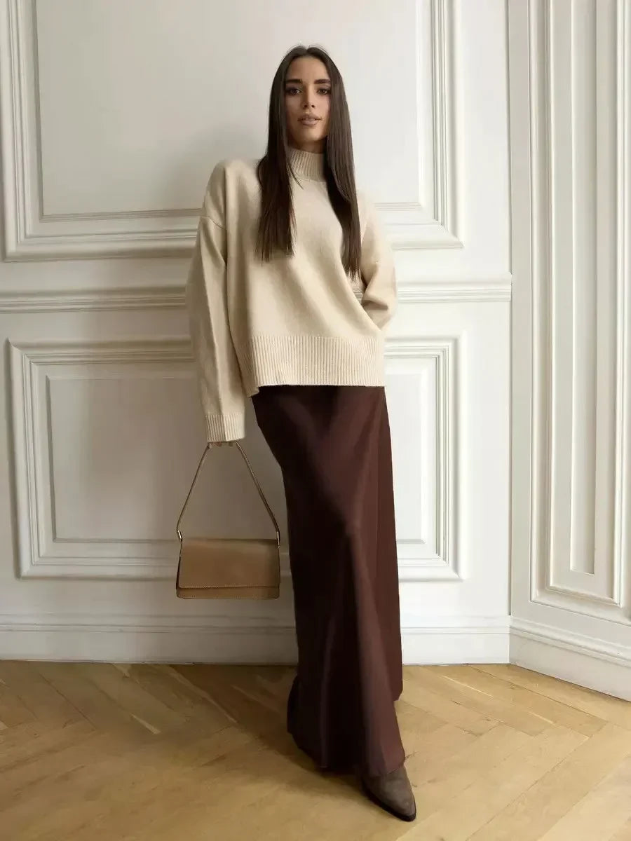 Deborah | Fishtail Hem Satin Maxi Skirt