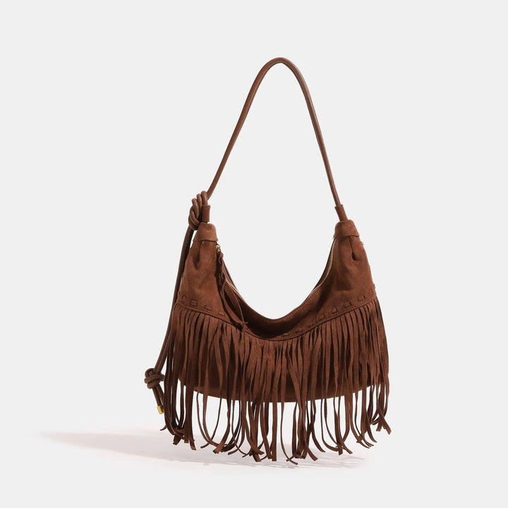 Suede Fringe Bag, Leather Seams