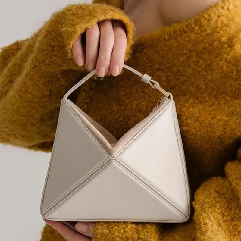 Faceted Panel Structured Handbag