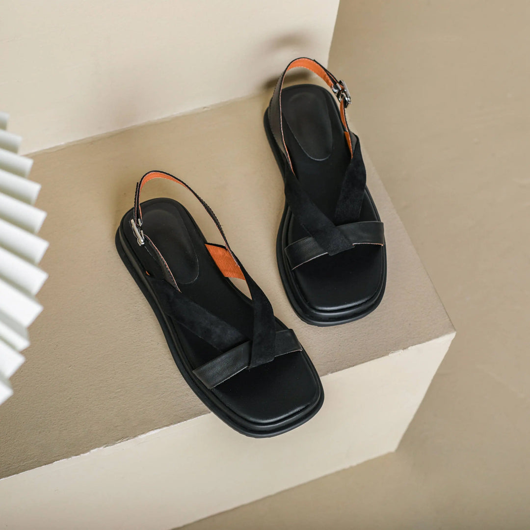 Maximilienne | Leather Low Platform Sandals
