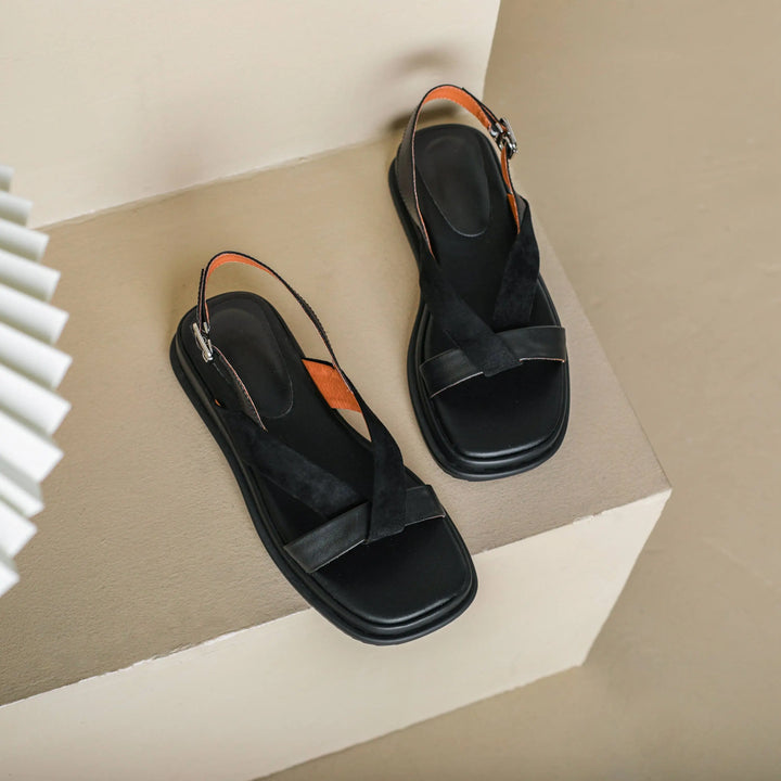 Maximilienne | Leather Low Platform Sandals