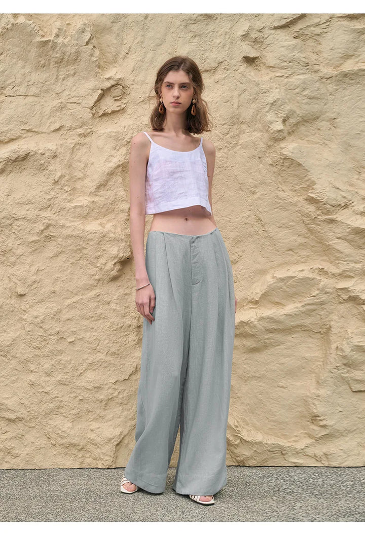 Valentina | Deep Pleated Linen Blend Pants