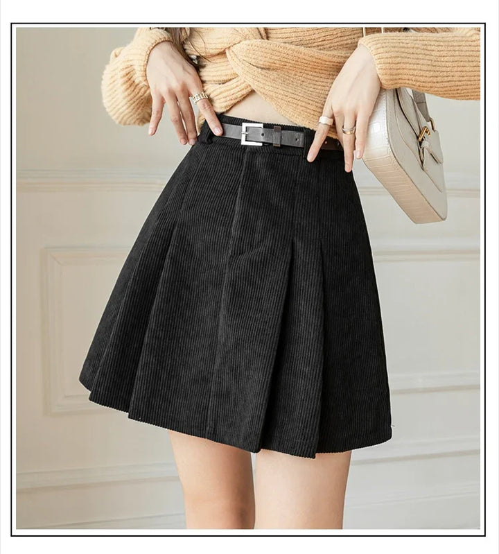 Gaetane | Pleated Corduroy Mini Skirt
