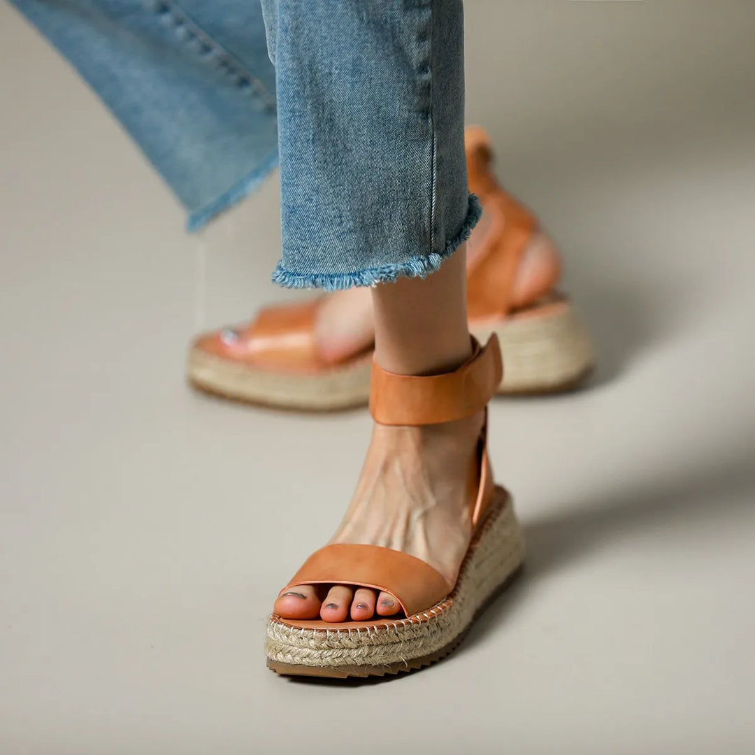 Zulma | Leather Strap Platform Espadrilles