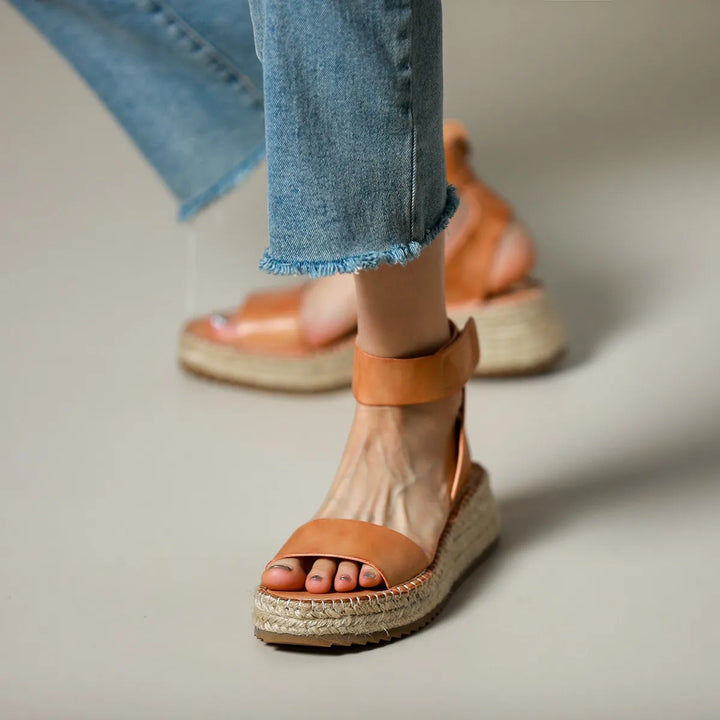 Zulma | Leather Strap Platform Espadrilles