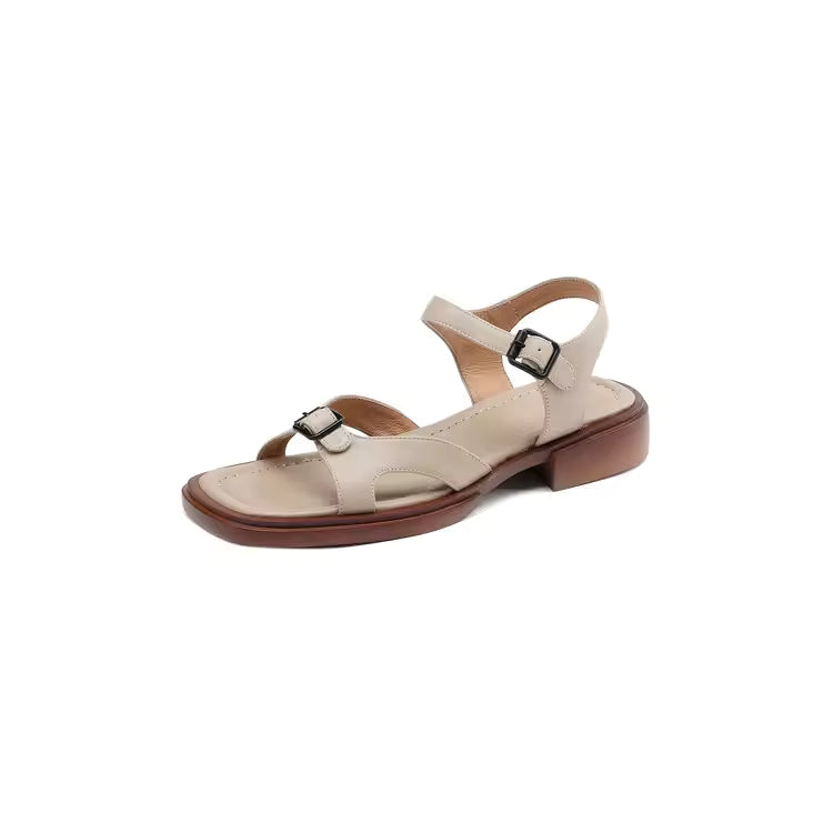 Marianna | Cow Leather Low Block Heel Sandals