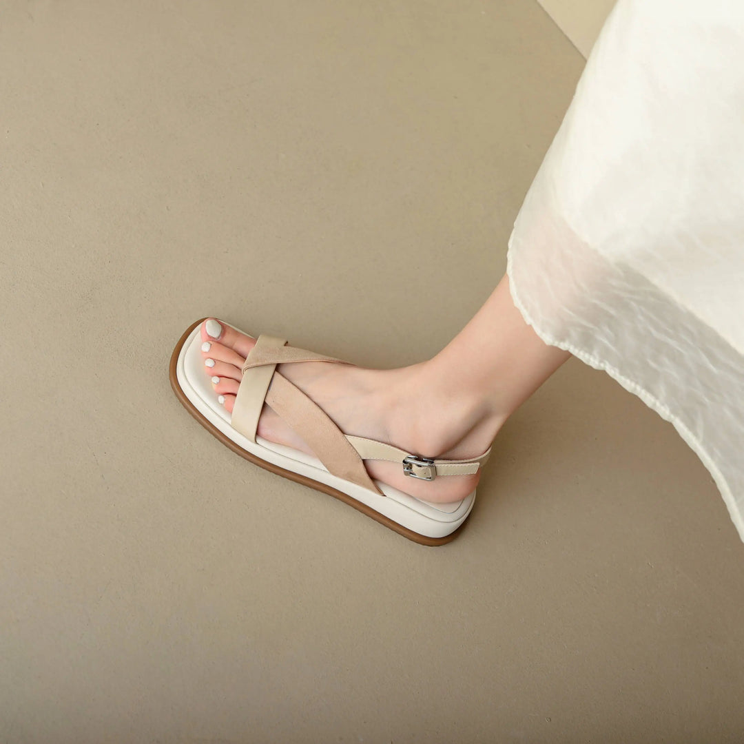 Maximilienne | Leather Low Platform Sandals