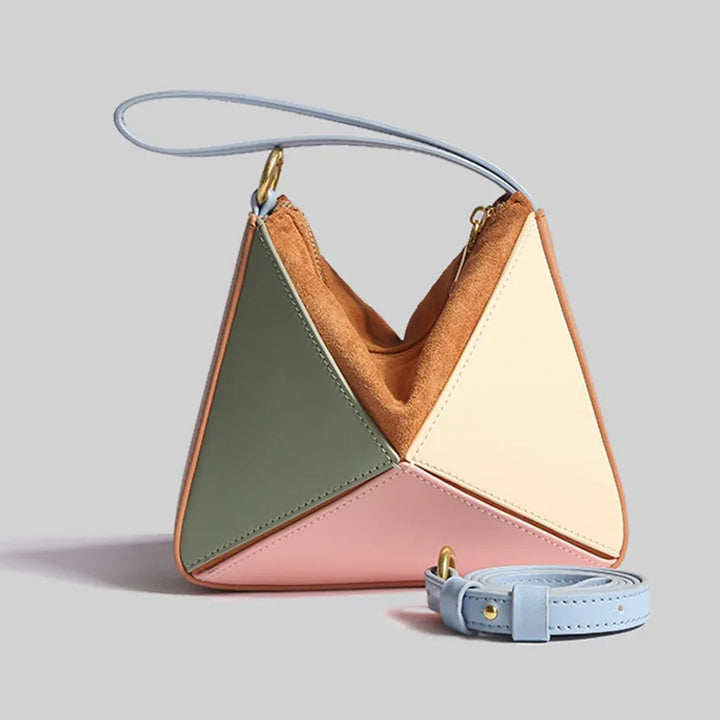 Faceted Panel Structured Handbag