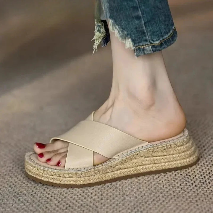 Antonine | Woven Leather Platform Slides