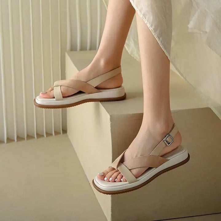 Maximilienne | Leather Low Platform Sandals