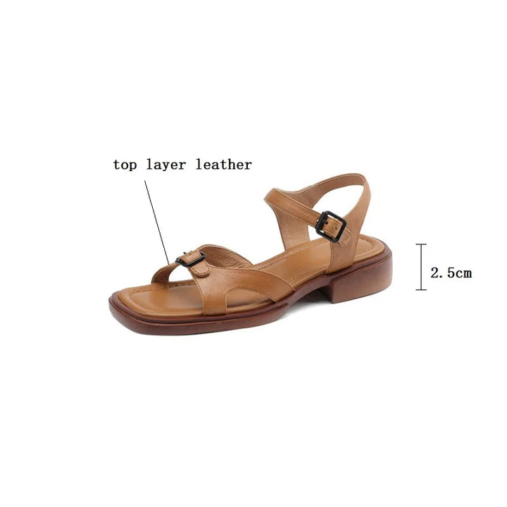 Marianna | Cow Leather Low Block Heel Sandals