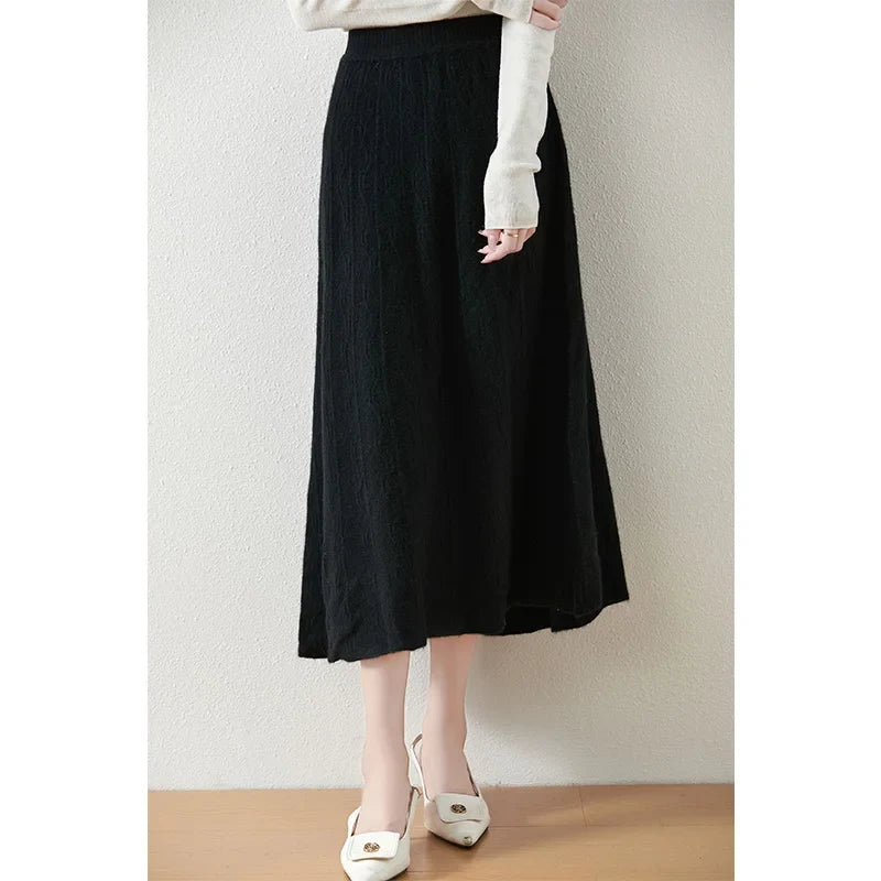 Olympia | Merino Wool Knit A-Line Skirt