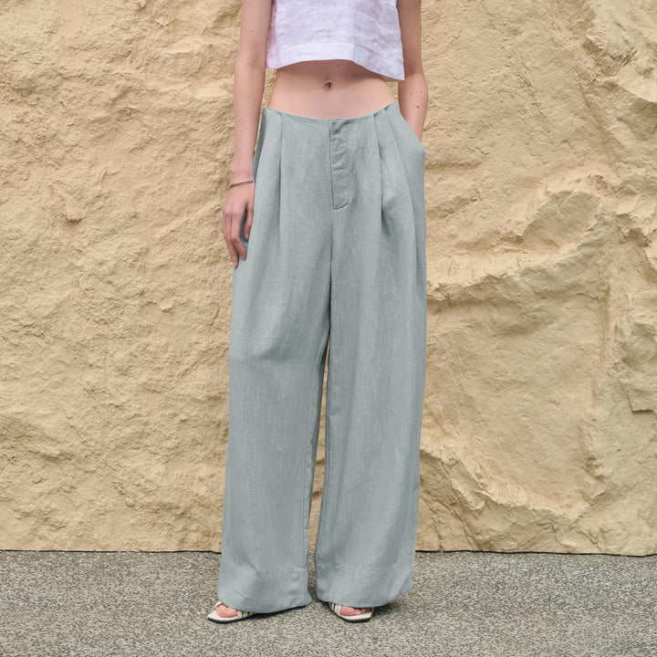 Valentina | Deep Pleated Linen Blend Pants