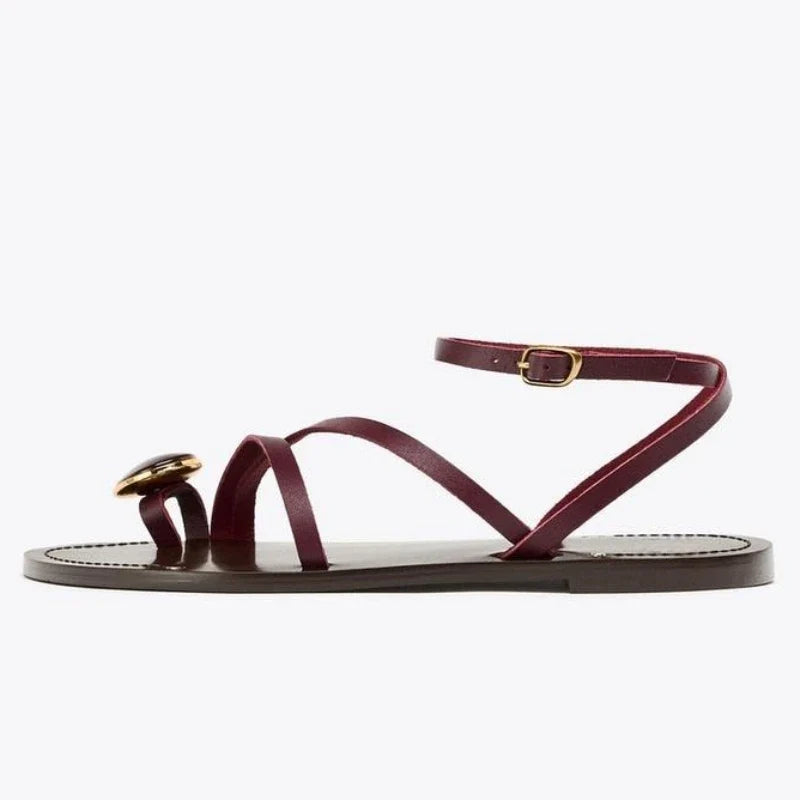 Lenora | Stone Set Ankle Strap Sandals